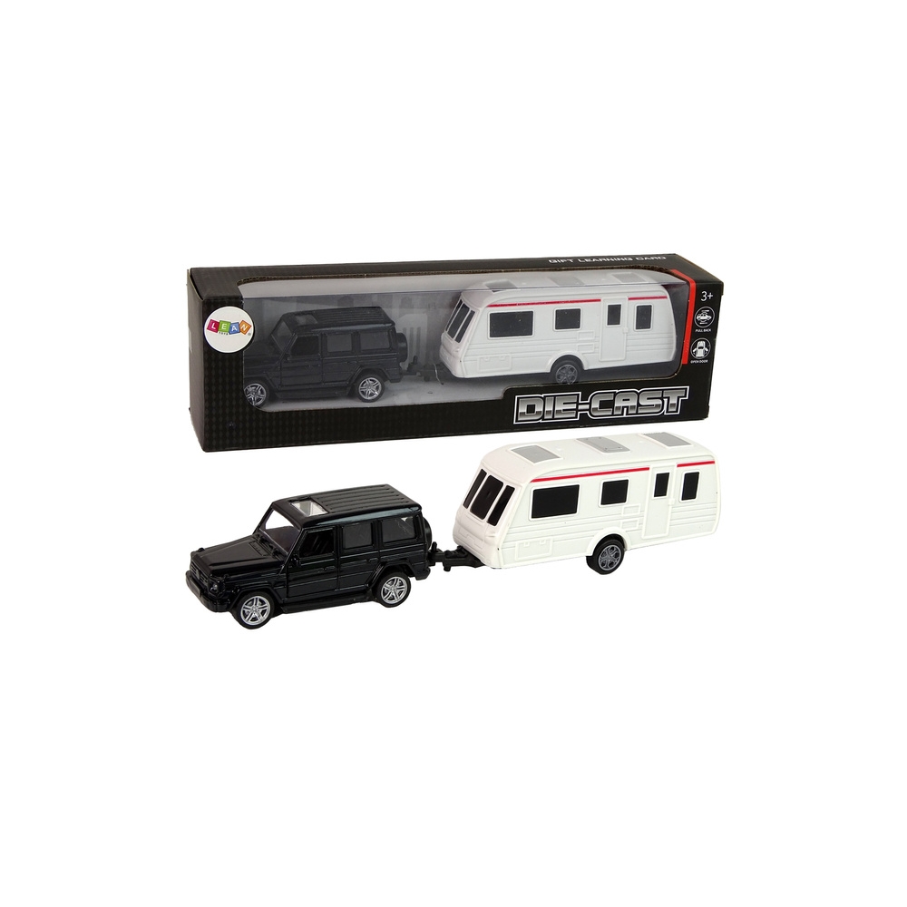 Džipas Jeep Black Caravan transporto priemonės rinkinys su metalinėmis dalimis