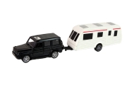 Džipas Jeep Black Caravan transporto priemonės rinkinys su metalinėmis dalimis