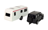 Džipas Jeep Black Caravan transporto priemonės rinkinys su metalinėmis dalimis