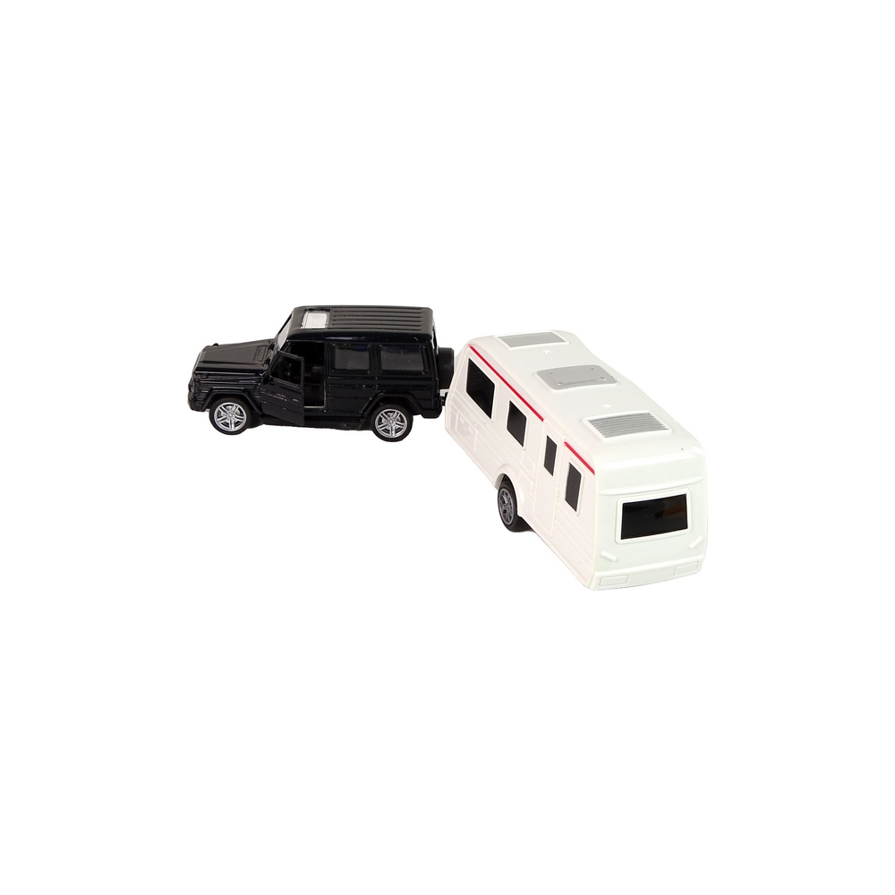 Džipas Jeep Black Caravan transporto priemonės rinkinys su metalinėmis dalimis