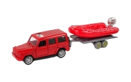 Fire brigade vehicle set pull motorboat Jeep Red