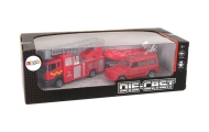 Fire brigade vehicle set pull motorboat Jeep Red