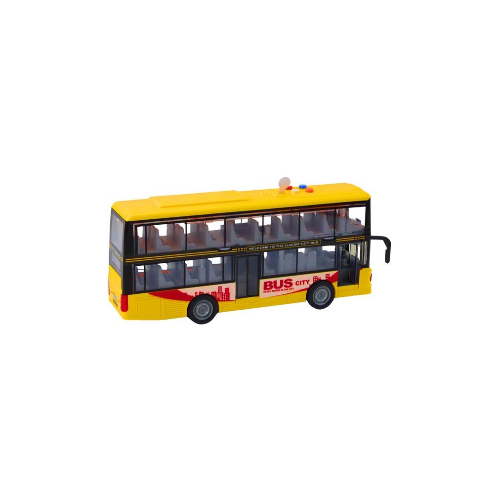 Dviaukštis autobusas 1:16 Šviesos garsai Frikcinė pavara Geltona