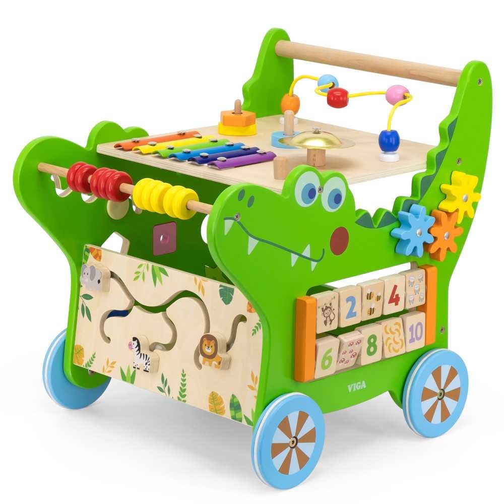 VIGA Drewniany Pchacz Edukacyjny Krokodylek 12w1 