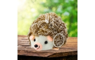Plush Hedgehog Mascot Keychain Ring Brown 9cm