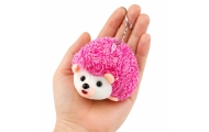 Plush Hedgehog Mascot Keychain Ring Pink 9cm