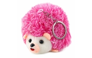 Plush Hedgehog Mascot Keychain Ring Pink 9cm