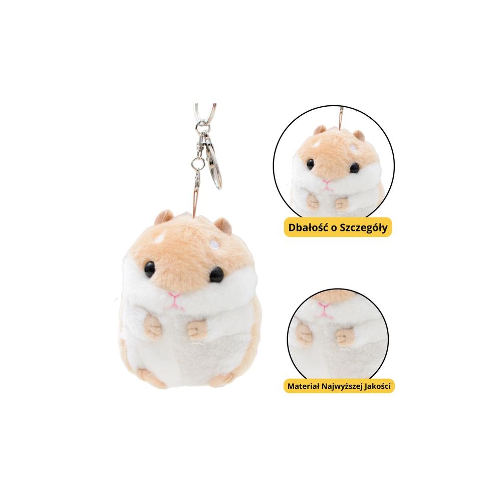Plush Hamster Mascot Keychain Beige 10cm