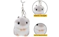 Plush Hamster Mascot Keychain Gray 10cm