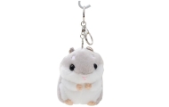 Plush Hamster Mascot Keychain Gray 10cm