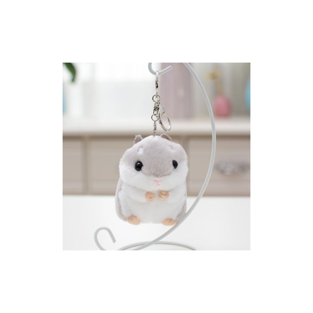 Plush Hamster Mascot Keychain Gray 10cm
