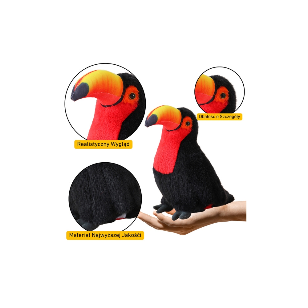 Pliušinis tukanas paukštis pliušinis talismanas raudonas 30cm