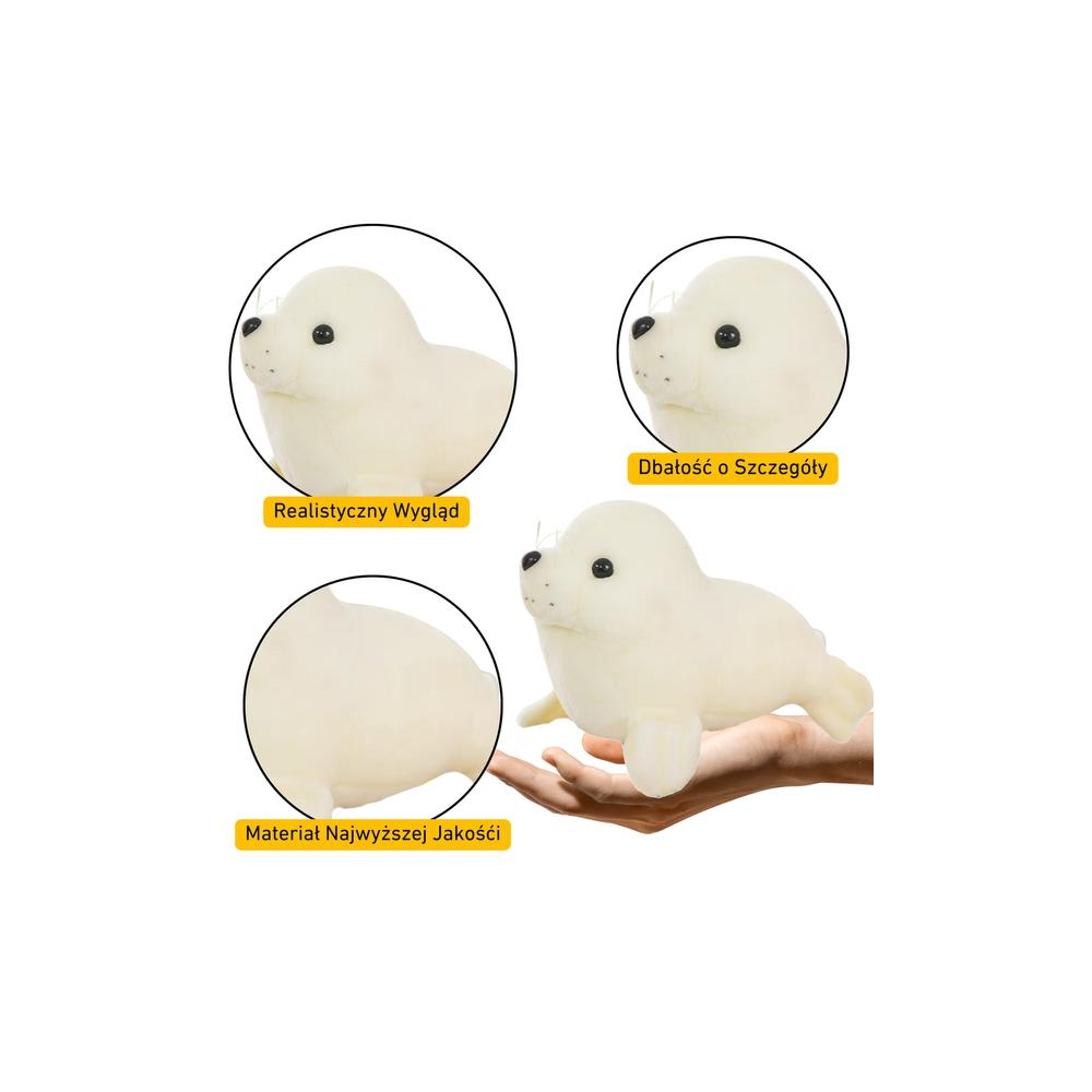 Pliušinė ruonė, minkštas žaislas baltas, 24 cm-Žaislai, Minkšti žaislai-e-vaikas