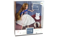 Baby Doll Doll with Cat Long Brown Hair.