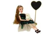 Emily Wooden Heart White Cat Baby Doll