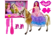 Princesės lėlė su baltuoju poniu + priedai