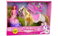 Princesės lėlė su baltuoju poniu + priedai