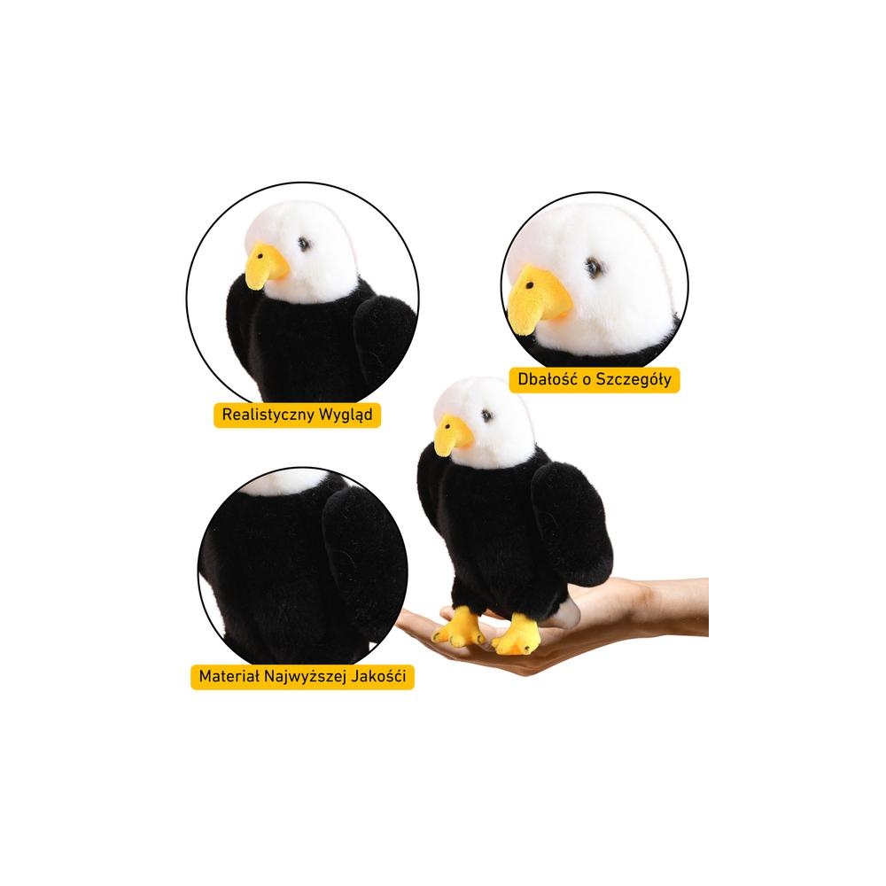 Pliušinis erelis paukštis pliušinis pliušinis talismanas juodai baltas 25 cm