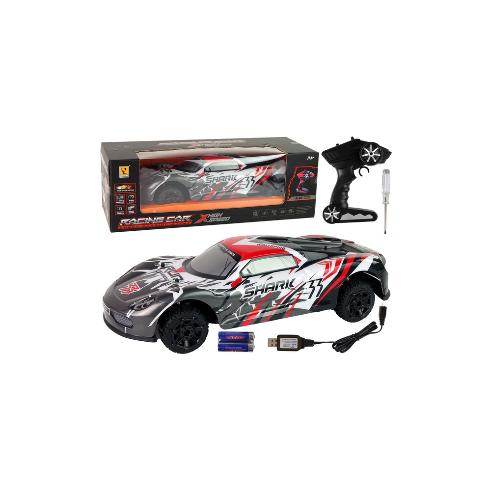 Nuotoliniu būdu valdomas Sportinis automobilis R/C 1:8, Pilka/balta