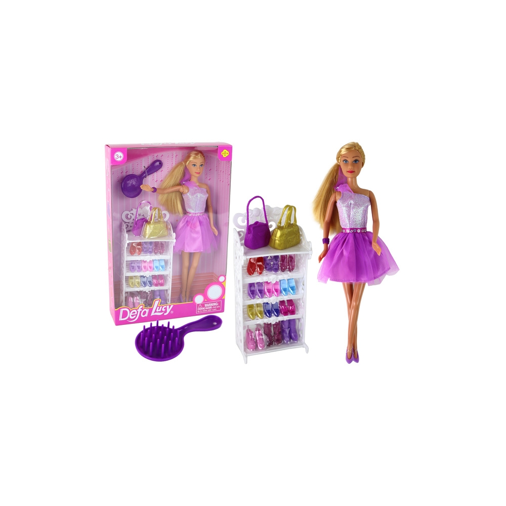 Lėlės Lucy violetinės blizgančios suknelės rinkinys