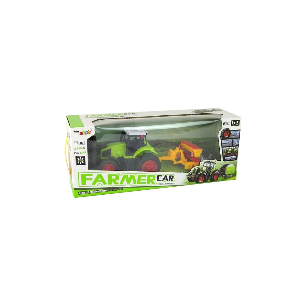 Žemės ūkio transporto priemonė Traktorius su presu R/C 1:16 Žalias