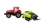 Red Farm Tractor with Green Seeder Friction Drive