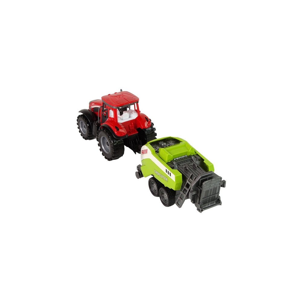 Red Farm Tractor with Green Seeder Friction Drive