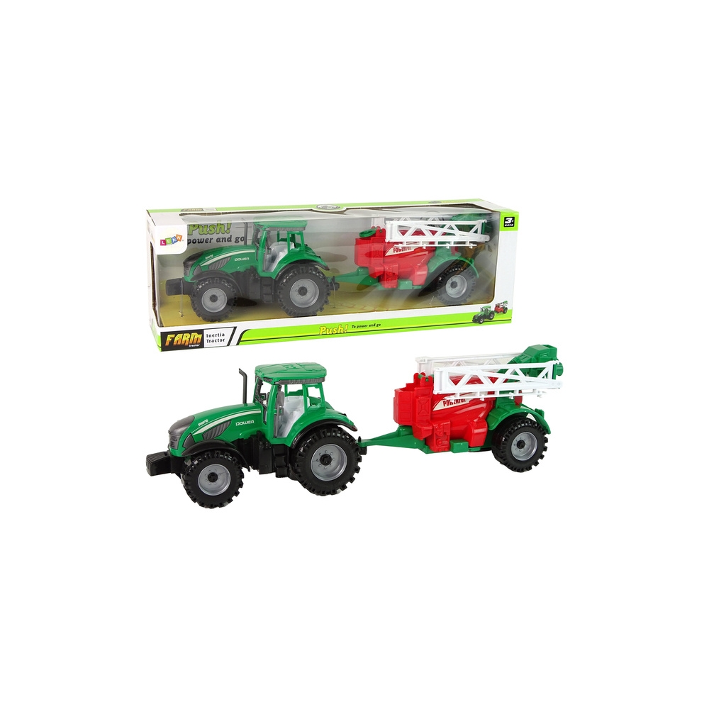 Green Farm Tractor with Red and Green Sprayer Fricative Drive