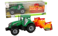 Green Tractor with Orange Cultivator for Kids