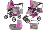 Baby Doll Stroller 2-in-1 Carrycot Bag Pink Stars