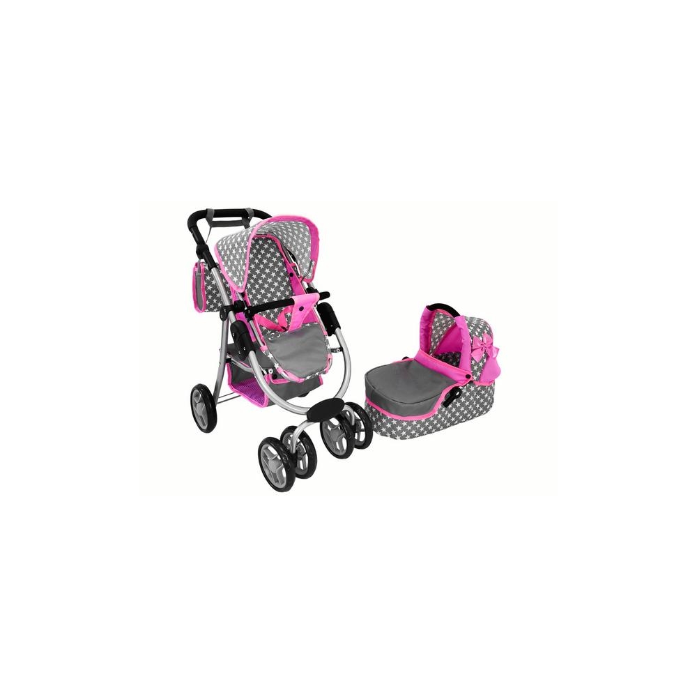 Baby Doll Stroller 2-in-1 Carrycot Bag Pink Stars