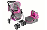 Baby Doll Stroller 2-in-1 Carrycot Bag Pink Stars