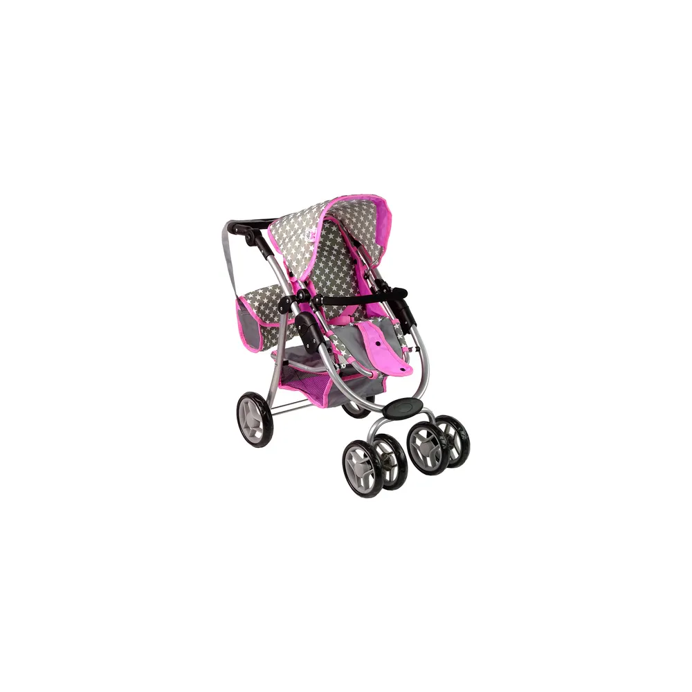 Kūdikių lėlių vežimėlis "2-in-1" krepšys su dėže Pink Stars