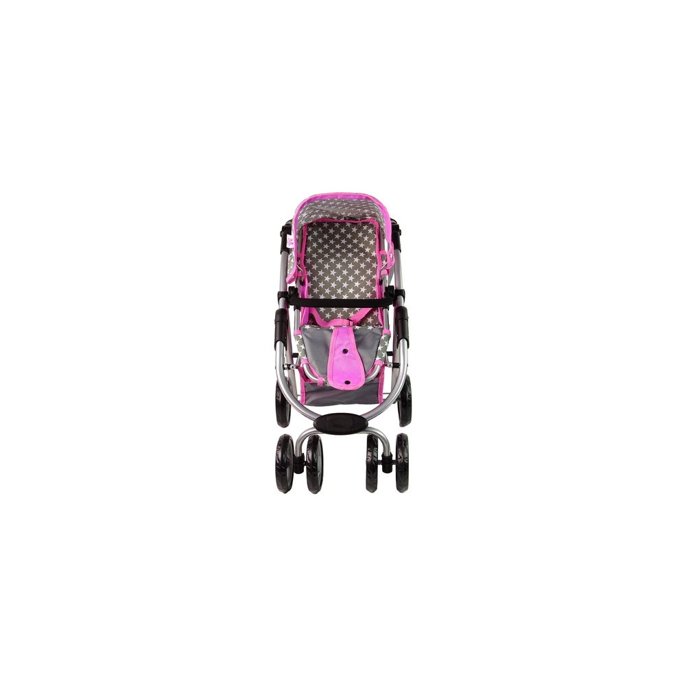 Kūdikių lėlių vežimėlis "2-in-1" krepšys su dėže Pink Stars