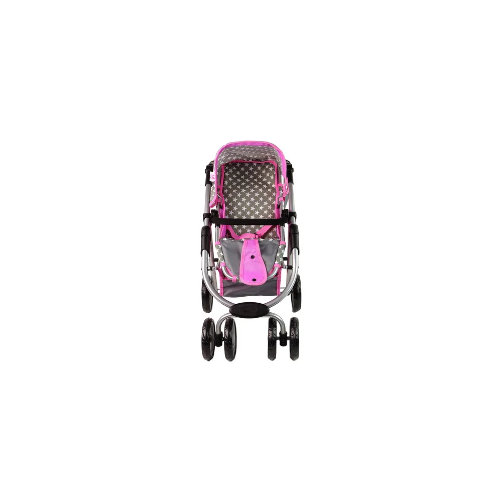 Kūdikių lėlių vežimėlis "2-in-1" krepšys su dėže Pink Stars