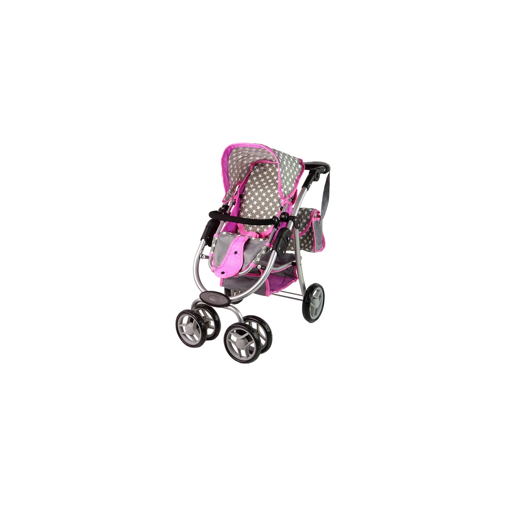 Baby Doll Stroller 2-in-1 Carrycot Bag Pink Stars