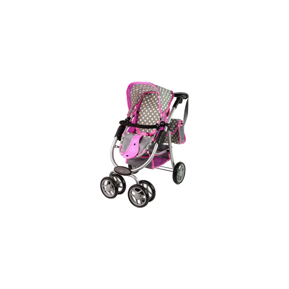 Kūdikių lėlių vežimėlis "2-in-1" krepšys su dėže Pink Stars