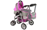 Baby Doll Stroller 2-in-1 Carrycot Bag Pink Stars