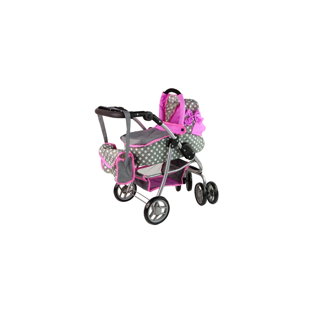 Baby Doll Stroller 2-in-1 Carrycot Bag Pink Stars