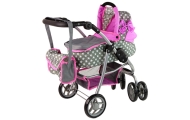 Kūdikių lėlių vežimėlis "2-in-1" krepšys su dėže Pink Stars