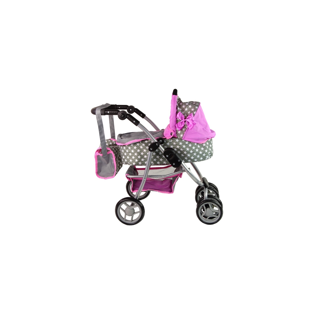 Baby Doll Stroller 2-in-1 Carrycot Bag Pink Stars