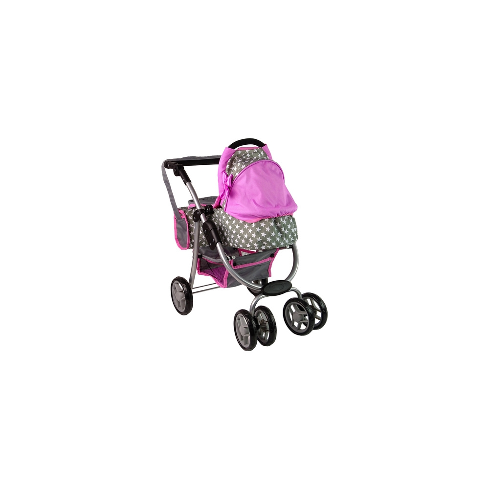 Baby Doll Stroller 2-in-1 Carrycot Bag Pink Stars