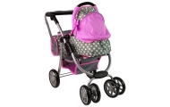 Kūdikių lėlių vežimėlis "2-in-1" krepšys su dėže Pink Stars