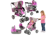 Baby Doll Stroller 2-in-1 Carrycot Bag Pink Stars