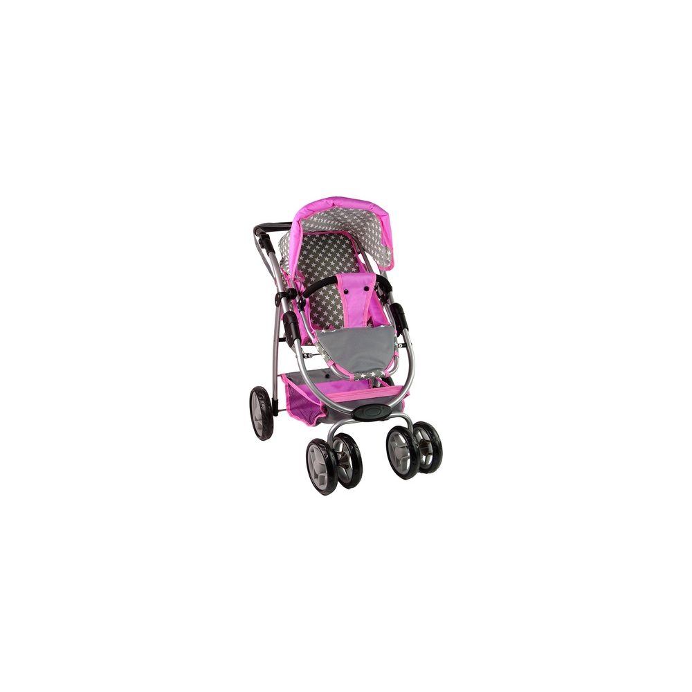 Baby Doll Stroller 2-in-1 Carrycot Bag Pink Stars