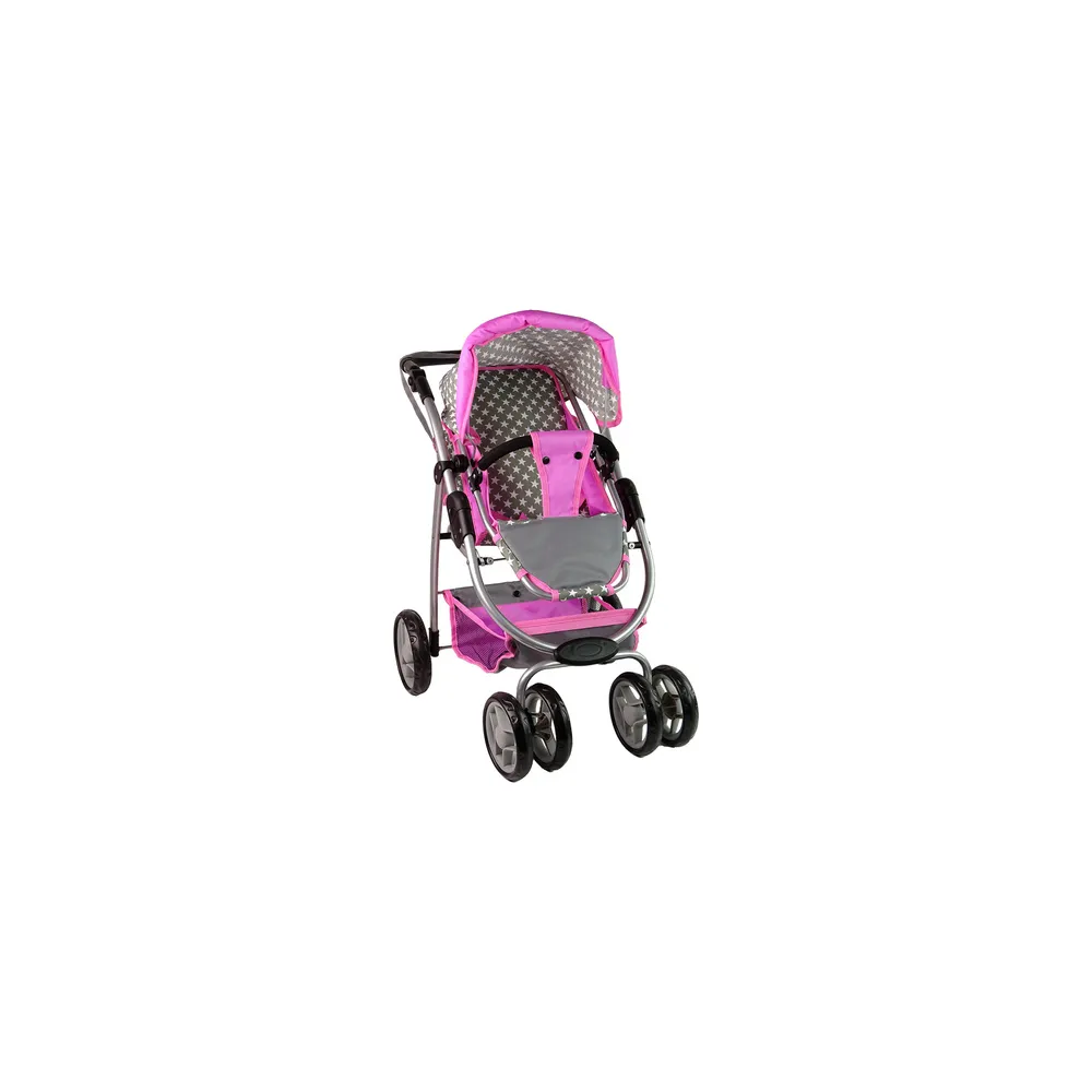 Kūdikių lėlių vežimėlis "2-in-1" krepšys su dėže Pink Stars