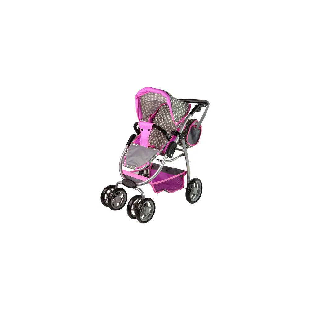 Kūdikių lėlių vežimėlis "2-in-1" krepšys su dėže Pink Stars