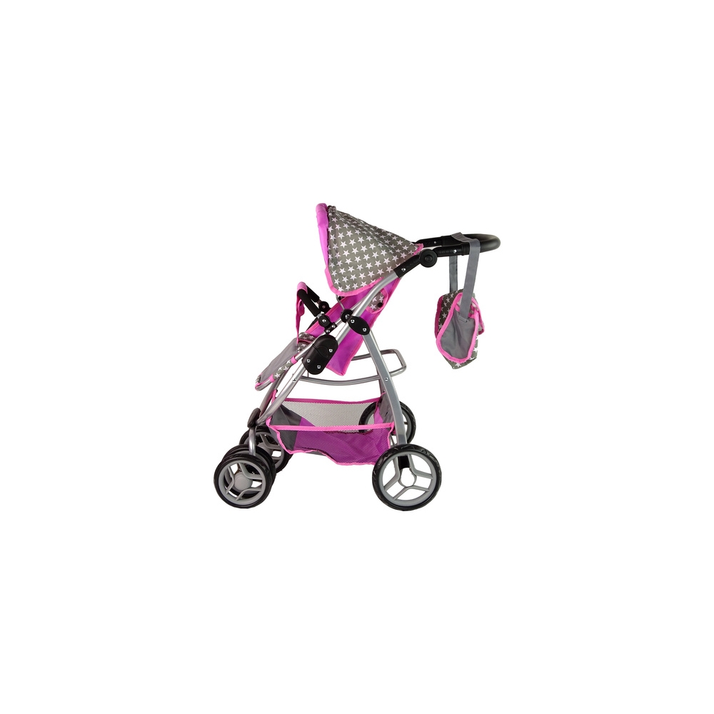 Baby Doll Stroller 2-in-1 Carrycot Bag Pink Stars