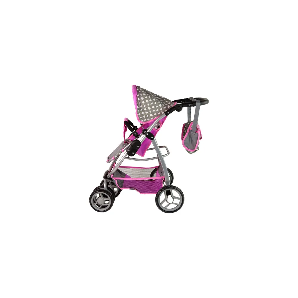 Baby Doll Stroller 2-in-1 Carrycot Bag Pink Stars