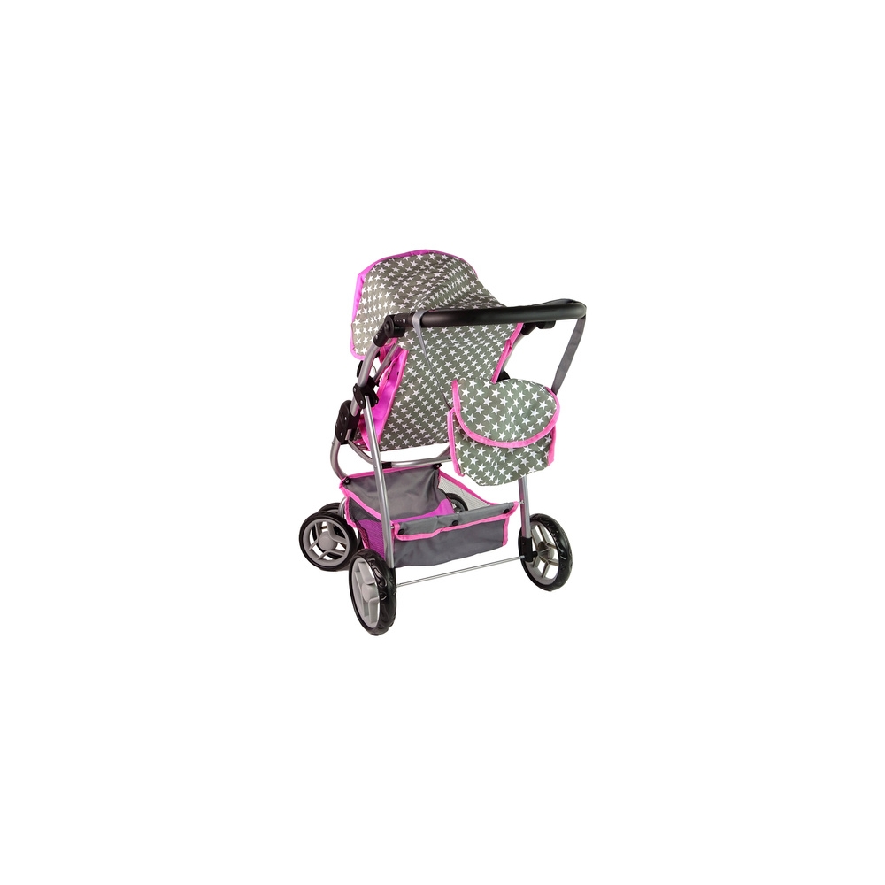 Baby Doll Stroller 2-in-1 Carrycot Bag Pink Stars